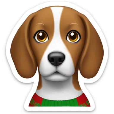 Beagle with Christmas sweater with a brown skinned girl sticker