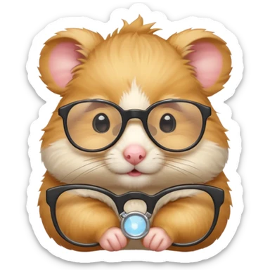 CUTE GOLDEN HAMSTER WITH GLASSES sticker