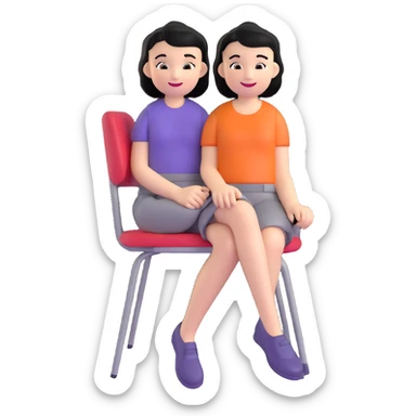 Girl with short black hair smiling sitting on a chair sticker