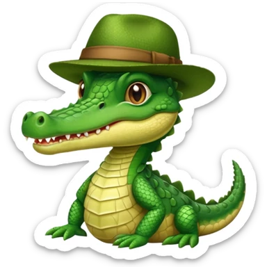 baby crocodile in hats sticker