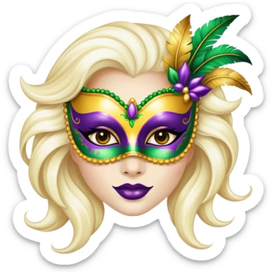 girl mardi gras mask white skin sticker
