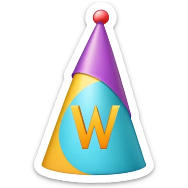 The letter W with a party hat on sticker