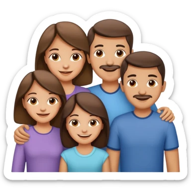 Happy family of 5: mom, dad, sisters and brother sticker