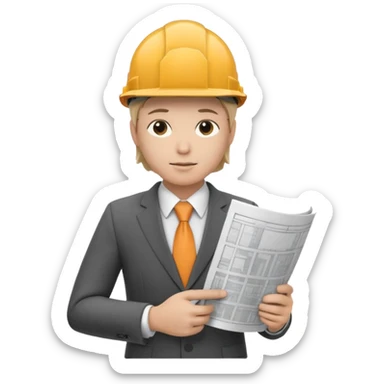 mach mir einen Trader der an der börse handelt mit anzug und einem bauarbieter helm und einem bauplan in der hand sticker