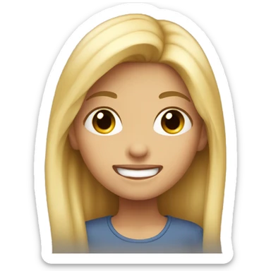 Niña rubia con pelo largo riendo sticker