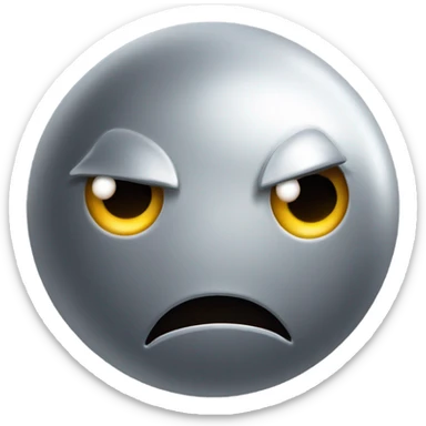 Metal ball with long dotted shiny eyes with one mad eyebrow on the left sticker