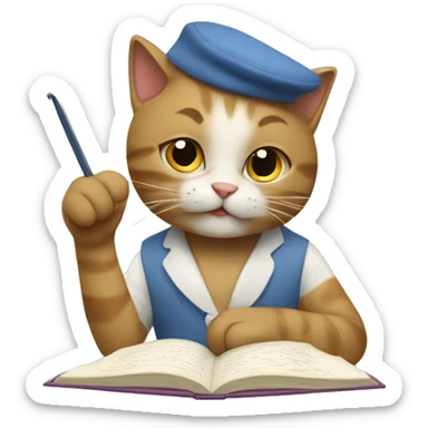 Un gato escribiendo poesía sticker
