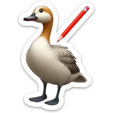 goose holding a red pencil sticker