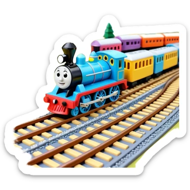 Toy Trains in a railway track  sticker