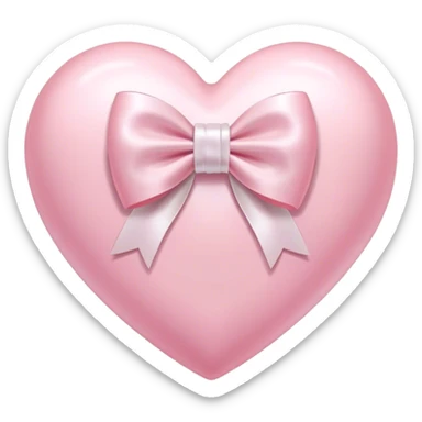 Pastel pink heart with white bow sticker