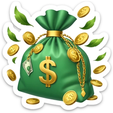 

3D emoji style, big bag of money, flying dollar bills, rich casino vibe, smooth lighting, high detail, clean edges, transparent background



 sticker