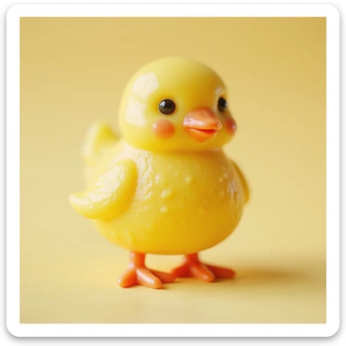 realistic candy shaped like a cute chick, photorealistic style sticker