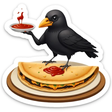 Crow eating dosa sticker