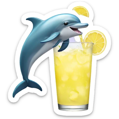 Dolphin drinking lemonade  sticker