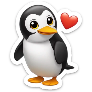 pingouin mignon cœur sticker