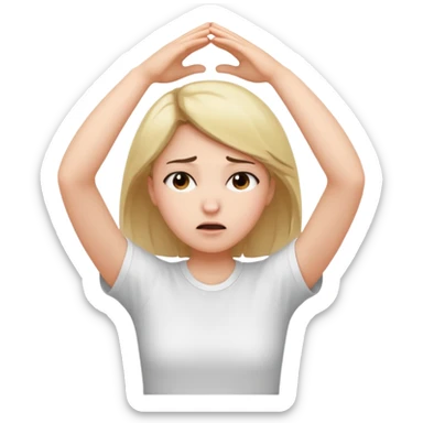 girl with sad expression, arms raised in frustration sticker