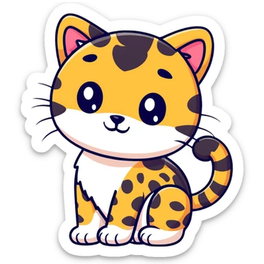 Cute leopard cat with spots and striped tail sticker