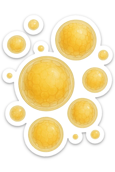CELLULE DI GRASSO GIALLE FLUTTUANO IN ARIA sticker