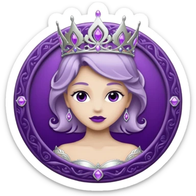Purple shadow rose silver circle plaque with silver tiara sticker