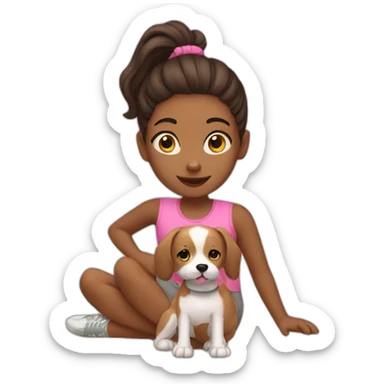 Girl practice exercise whit her dog sticker