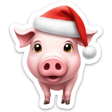 pig with santa hat sticker