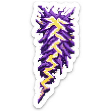 purple lightning striking downward, small sparkles sticker