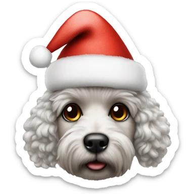 Realistic Pudel christmas hat sticker