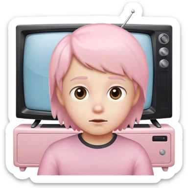 Light pink kids watching tv sticker