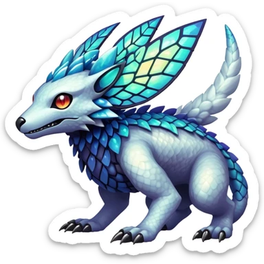  exotic tropical iridescent cyber-Protogen-Fakémon-Pokémon-Vernid-creature sticker