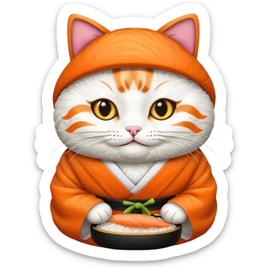 cat dressed in a sushi costume sticker