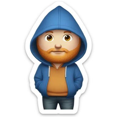 fat, ginger streamer named caseoh wearing a blue  full bodyhoodie emoji sticker