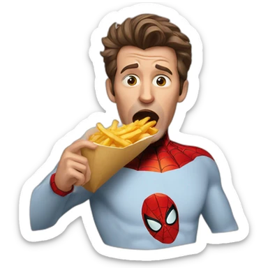 Spider-Man Peter B stuffing fries in mouth sticker