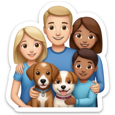 family with parents, children and a pet dog sticker
