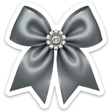 Gray flower bow with glitter sticker