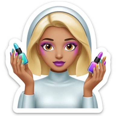 futuristic female nail artist sticker