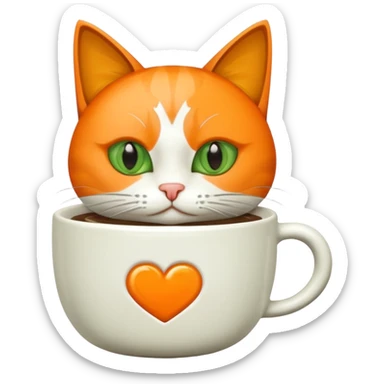Gato naranja tomando café frio sticker