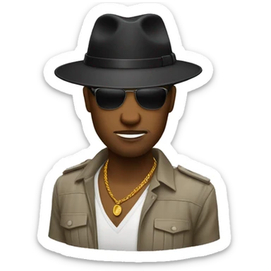 black gangsta fedora safari flaps sticker
