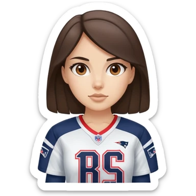 Brunette girl in patriots jersey  sticker
