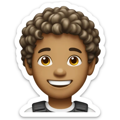 happy boy with silly face - light brown skin, short curly hair medium built  sticker