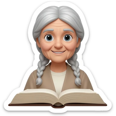 old lady  in bible sticker