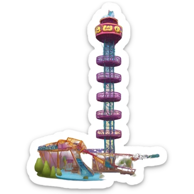 Drop tower amusement park  sticker