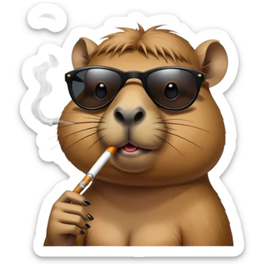capybara with sunglasses smoking a cigarette sticker