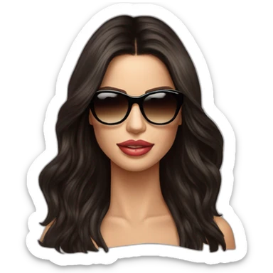 adriana lima con cabello largo y lentes de medida sticker