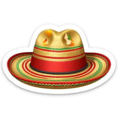 Sombrero de paja con una tira roja en la parte central sin ninguna soporte solo una tira como el de abajo a la derecha sin la flor y sin la tira roja en la parte saliente  sticker