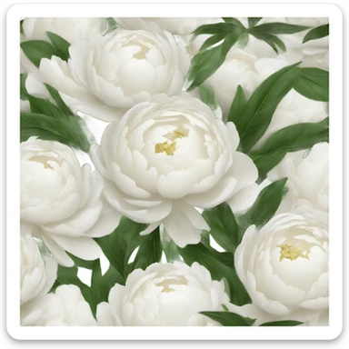 White peonies bouquet  sticker