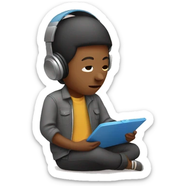 person listening to music with pad sticker