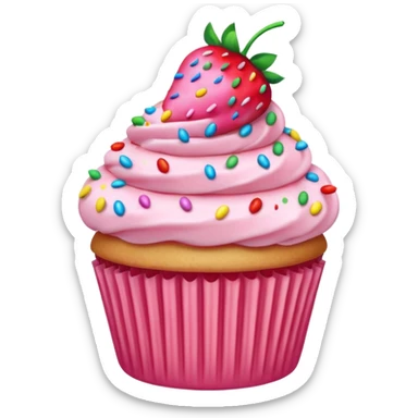 Strawberry funfetti cupcake sticker