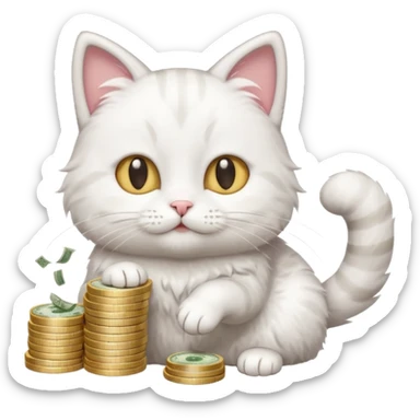 cat doing line of snow with money sticker