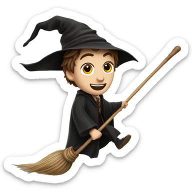 Harry Potter riding a broomstick sticker