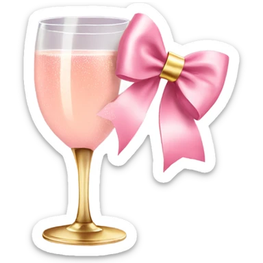 Pink champagne with gold bow sticker